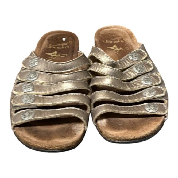 Dansko shoes Women's‎ Size EU 38 US 7.5-8 Sandals Janie Leather Brown Gold - Picture 3 of 5